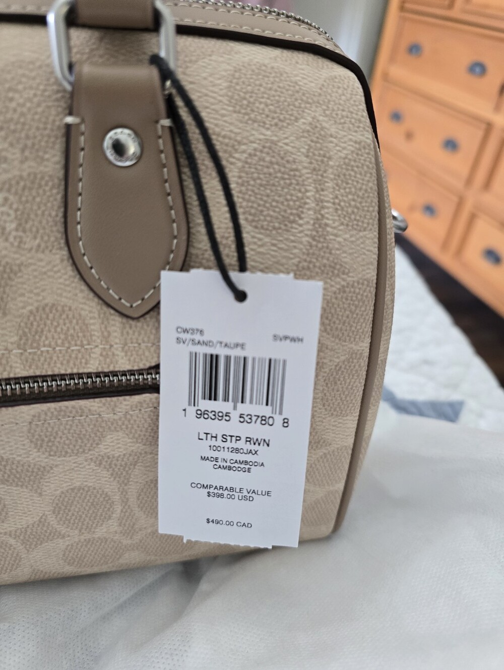 Coach Rowan Satchel Model CW376 Sand/Taupe Zip Top. NWT. - Picture 11 of 13
